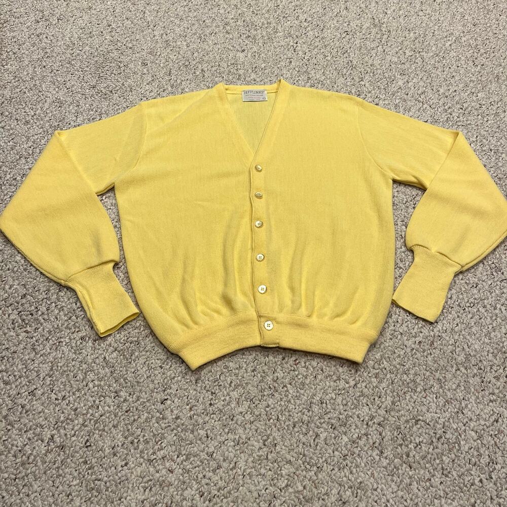 Vintage Lord Jeff Jefflinks Mens Cardigan Sweater L Dupont Orlon Preppy classic